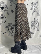 Vintage Plaid Splice Midi Skirt